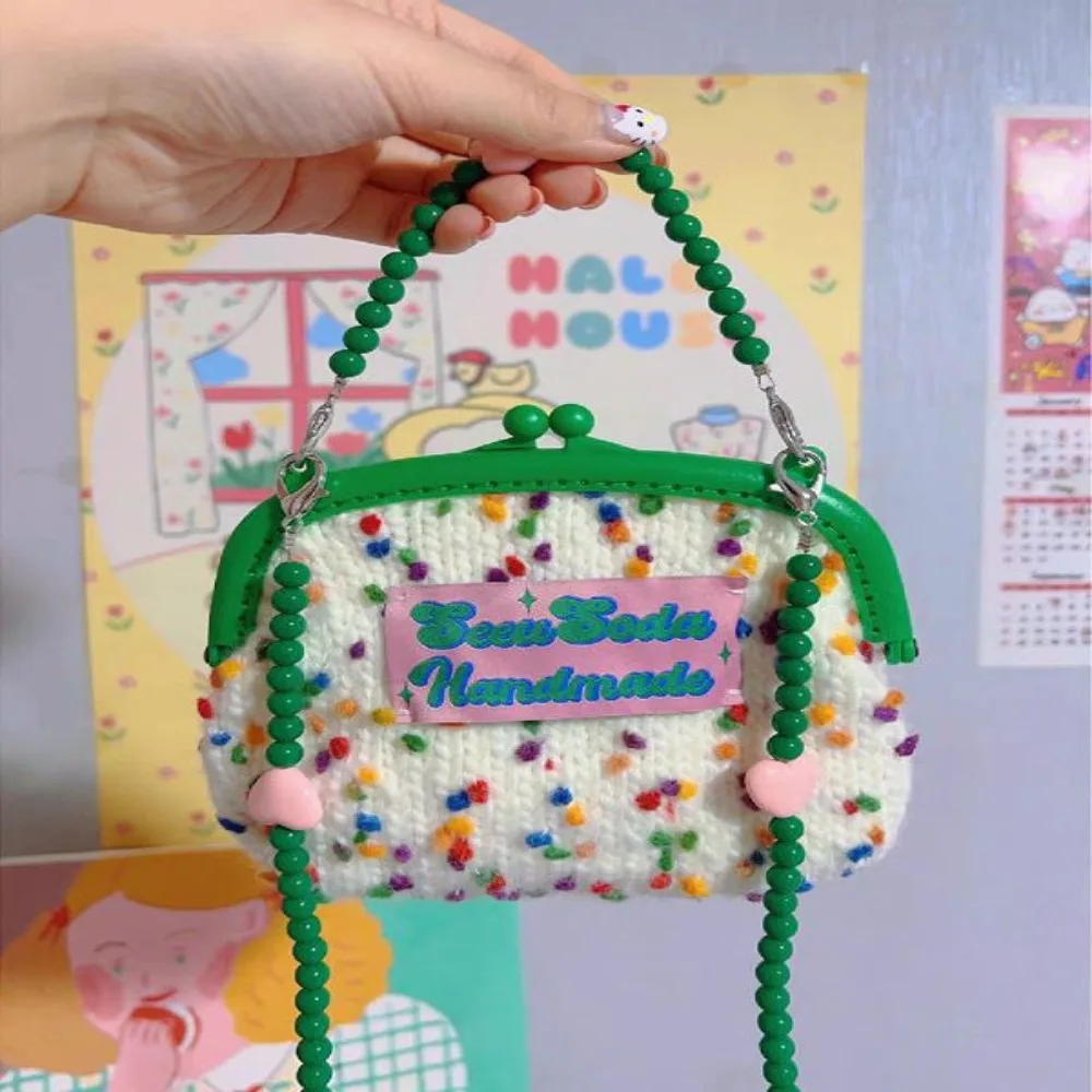 Beaded Strap Rainbow Knitted Bag Lovely Heart Mini Crossbody Bag Wool Blending Cute Handbag
Beaded Strap Rainbow Knitted Bag Lovely Heart Mini Crossbody Bag Wool Blending Cute Handbag