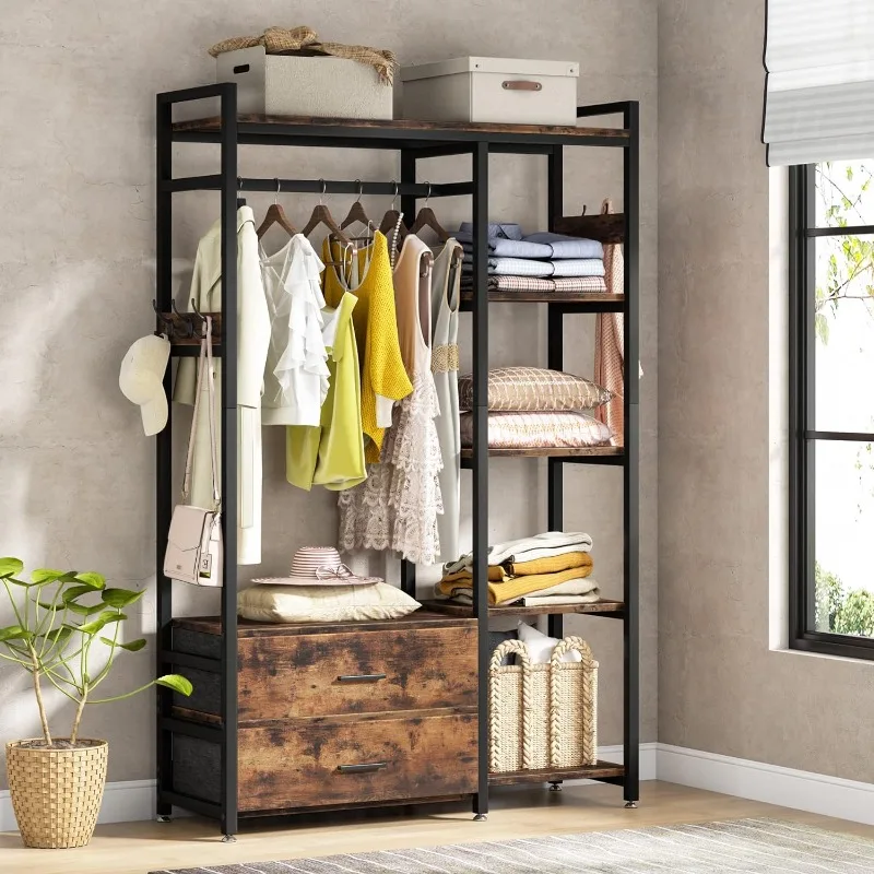 Clothes Rack with Drawers and Shelves, Heavy Duty Garment Rack Hanging Clothing Wardrobe Storage Closet
Clothes Rack with Drawers and Shelves, Heavy Duty Garment Rack Hanging Clothing Wardrobe Storage Closet
