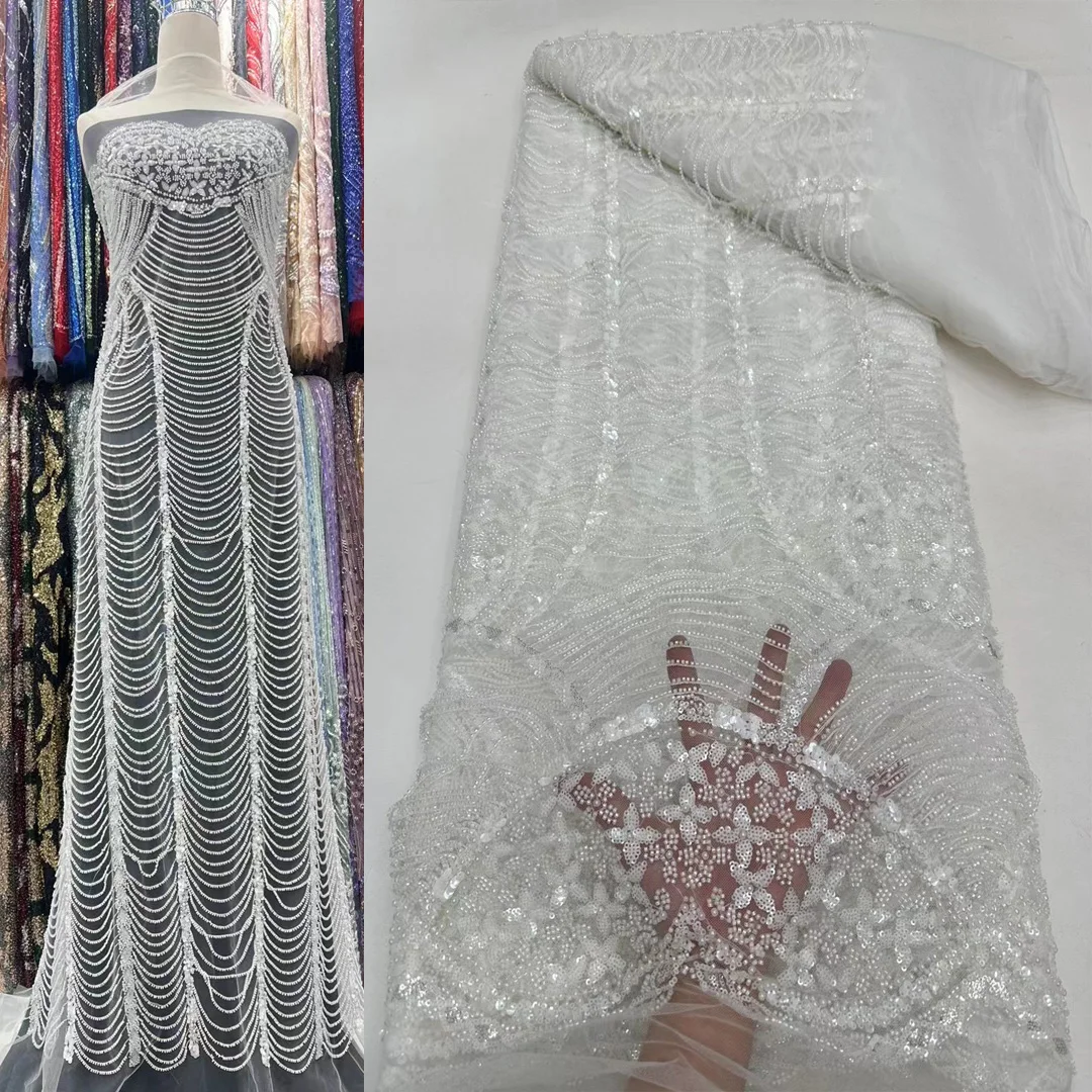 (5 ярдов/шт.) высококачественные бусины, блестки, вышитые французское Тюлевое кружево, белая африканская Свадебная сетчатая кружевная ткань для платья FRX201
(5 ярдов/шт.) высококачественные бусины, блестки, вышитые французское Тюлевое кружево, белая африканская Свадебная сетчатая кружевная ткань для платья FRX201