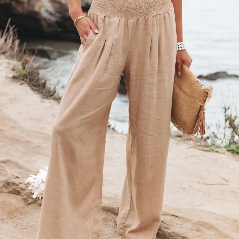 Spring And Summer Women's Cotton Linen Solid Color Elastic Waist Wide Leg Pants Casual Pants Pantalones Mujer Trousers Jogger
Spring And Summer Women's Cotton Linen Solid Color Elastic Waist Wide Leg Pants Casual Pants Pantalones Mujer Trousers Jogger