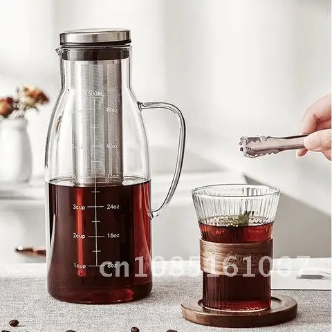 

Brew Coffee Pot Glass Hand Stainless Steel Strainer Sealed Silicone Lid Tea pot Car Coffee Utensils Cold