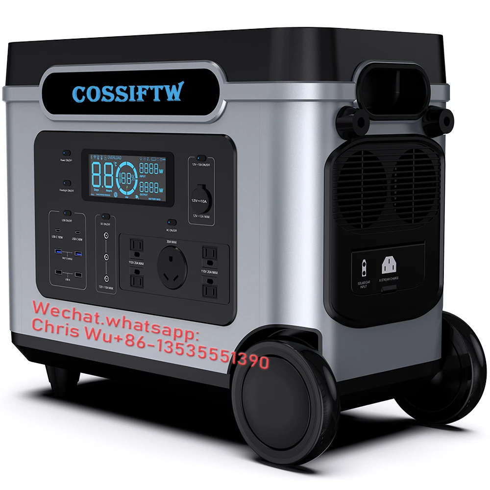 Large Capacity Portable Power Station Solar Generator 3000W Portable Generator with DC AC Outlet for Home Use Camping
Large Capacity Portable Power Station Solar Generator 3000W Portable Generator with DC AC Outlet for Home Use Camping