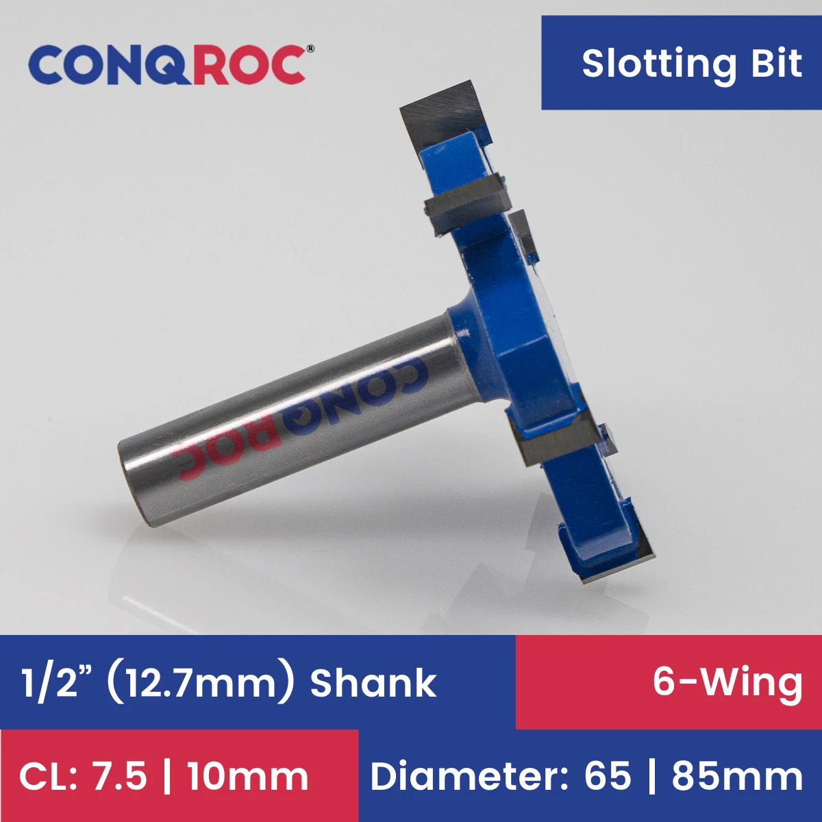 

1/2" (12.7mm) Shank 6-Wing Slotting Router Bit Tungsten Carbide Steel Woodworking Milling Cutter 3-Option