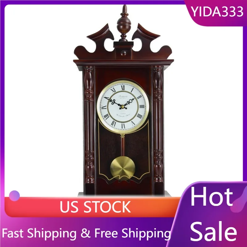 Bedford Clock Collection Classic 31" Chiming Wall Clock With Roman Numerals And A Swinging Pendulum in a Cherry Oak Finish
Bedford Clock Collection Classic 31" Chiming Wall Clock With Roman Numerals And A Swinging Pendulum in a Cherry Oak Finish
