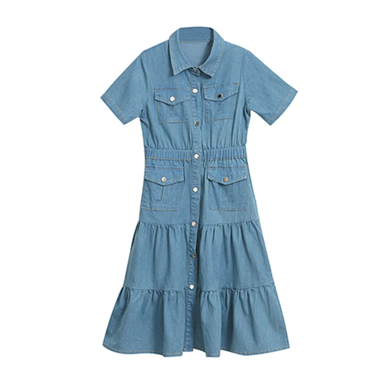 Teenage Girls Denim Short Sleeve Dress 2023 Summer Children Fashion Clothing Ruffles Kids Maxi Long Dresses Elegant With Pockets
Teenage Girls Denim Short Sleeve Dress 2023 Summer Children Fashion Clothing Ruffles Kids Maxi Long Dresses Elegant With Pockets