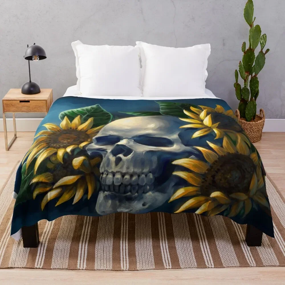 Skull and Sunflowers Throw Blanket Soft Plush Plaid Designers Blankets 
Skull and Sunflowers Throw Blanket Soft Plush Plaid Designers Blankets