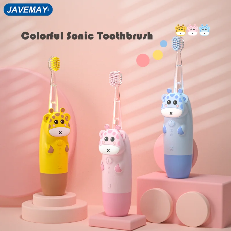 

For 3-12 Ages Children's Sonic Electric Toothbrush Battery Colorful LED Sonic Kids Tooth Brush Smart Timer Brush Heads Gift J291