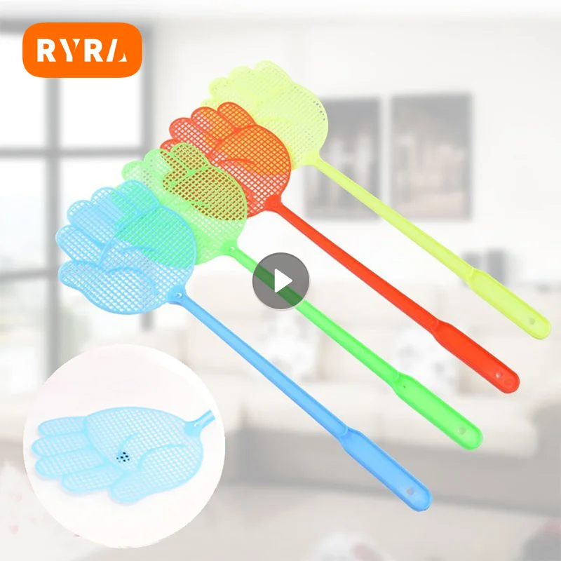 

Plastic Fly Swatter Long Handle Palm Shaped Fly Swatter Manual Swatter Fly Flapper Pest Control Tool In Random Color Accessories