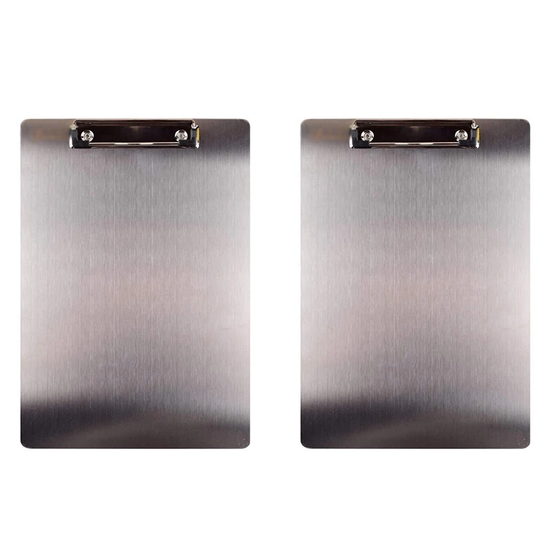 

2X Metal Clipboard Folder A4 Stainless Steel Clip Board Bill Storage Folder Writing File Board Menu Splint For Business