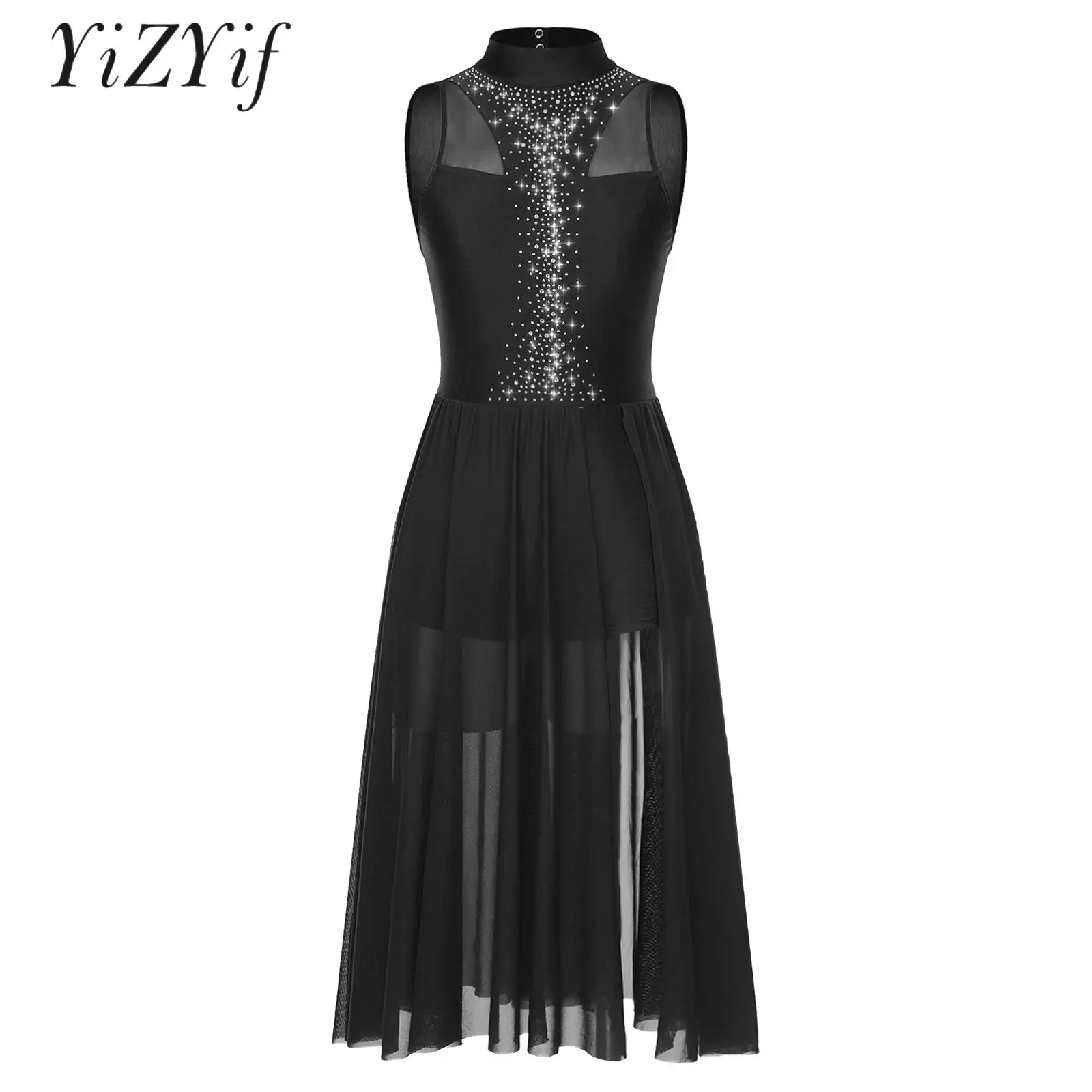 Womens Dance Performance Costume Sleeveless Sparkly Rhinestone Dress Lyrical Ballroom Dance Dresses Pageant Recital Outfits
Womens Dance Performance Costume Sleeveless Sparkly Rhinestone Dress Lyrical Ballroom Dance Dresses Pageant Recital Outfits