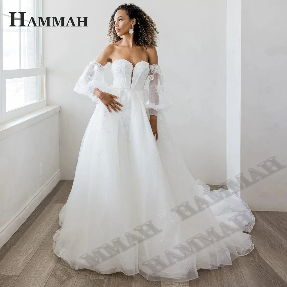 HAMMAH Bling Classic Wedding Dress for Women 2023 Bride Tulle Zipper A Line Detachable Sleeves Court Train Vestidos De Novia
HAMMAH Bling Classic Wedding Dress for Women 2023 Bride Tulle Zipper A Line Detachable Sleeves Court Train Vestidos De Novia