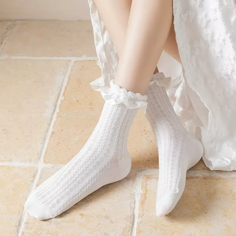 Lolita Kawaii Ruffles Socks Sweet Girls Cute Lace Princess Socks Women JK Japanese Style Solid Color Black White Long Socks Sox
Lolita Kawaii Ruffles Socks Sweet Girls Cute Lace Princess Socks Women JK Japanese Style Solid Color Black White Long Socks Sox