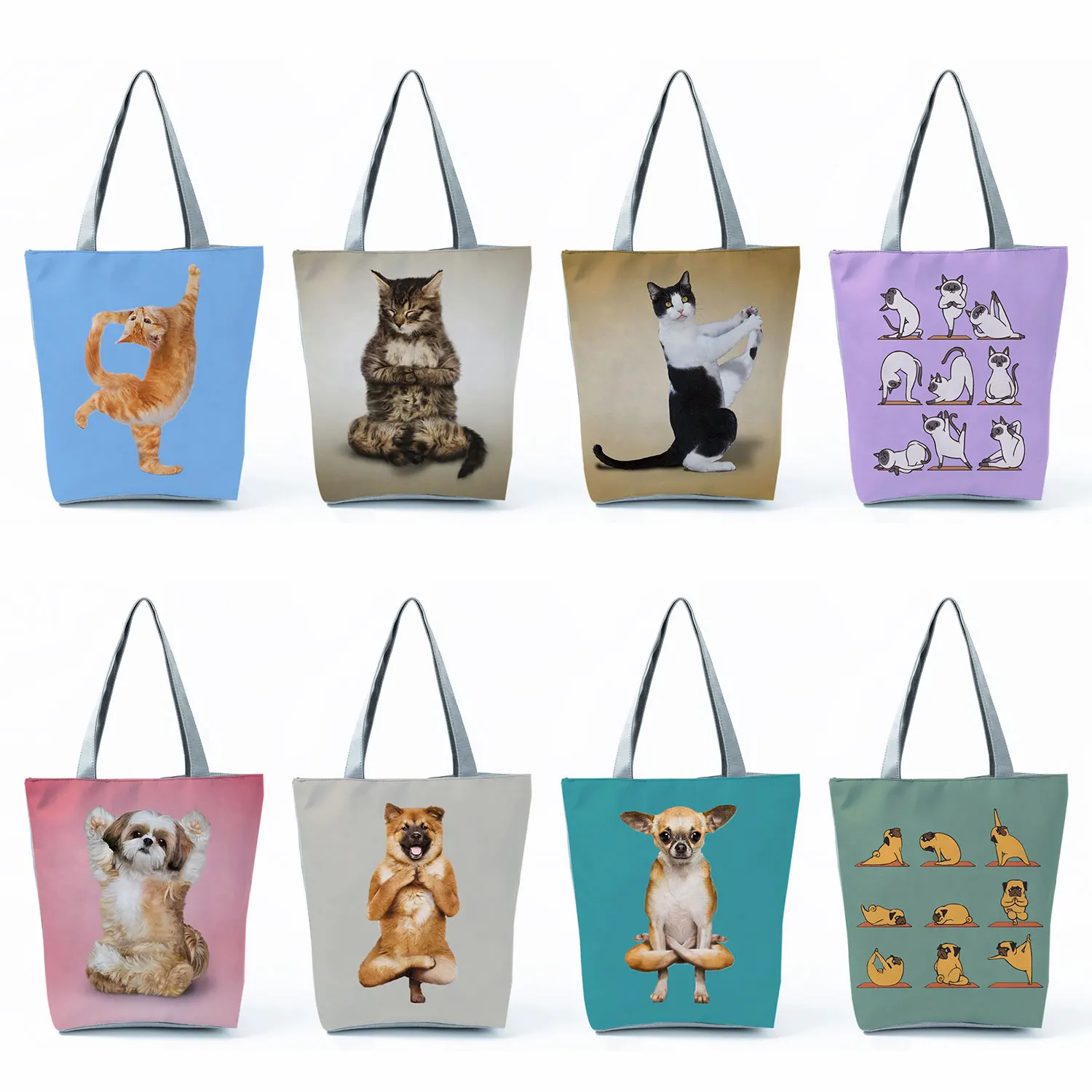 Portable High Capacity Funny Cat Dog Print Handbags Women Shopping Bags Sports Yoga Shoulder Bags Casual Totes Travel Beach Bags
Portable High Capacity Funny Cat Dog Print Handbags Women Shopping Bags Sports Yoga Shoulder Bags Casual Totes Travel Beach Bags
