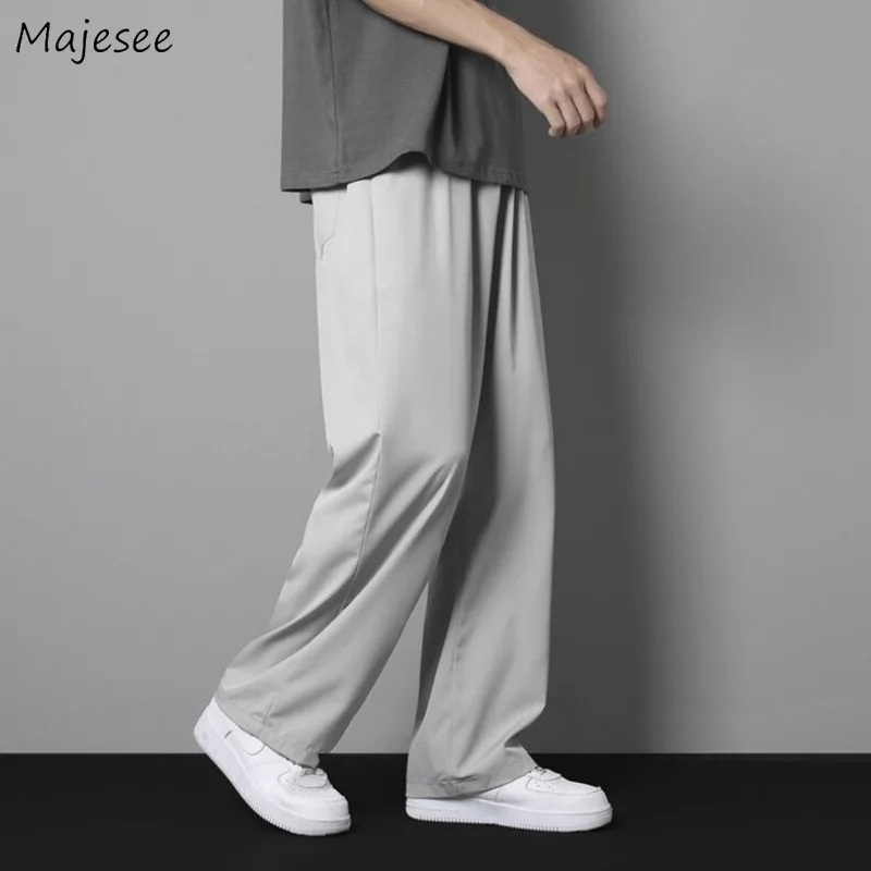 

Casual Pants Men Summer M-5XL Ice Silk Breathable Straight Simple Fashion Baggy Trouser Teens Youthful Vitality Couples Joggers