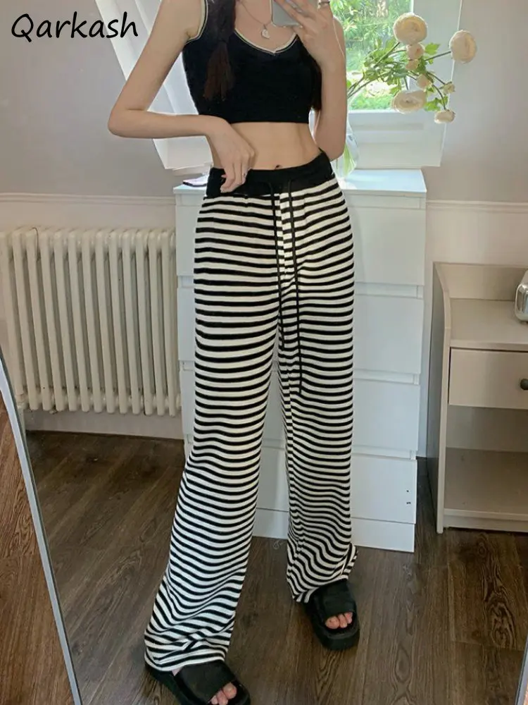 Casual Pants Women Autumn Striped Leisure Korean Fashion American Retro Loose Wide Leg High Waist Streetwear All-match Штаны New
Casual Pants Women Autumn Striped Leisure Korean Fashion American Retro Loose Wide Leg High Waist Streetwear All-match Штаны New