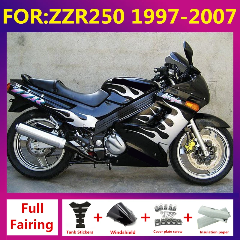 Motorcycle Fairing Set Body Kit Plastic For Kawasaki ZZR250 1997-2007 97 98 99 00 01 Accessories Full Bodywork set silver black
Motorcycle Fairing Set Body Kit Plastic For Kawasaki ZZR250 1997-2007 97 98 99 00 01 Accessories Full Bodywork set silver black
