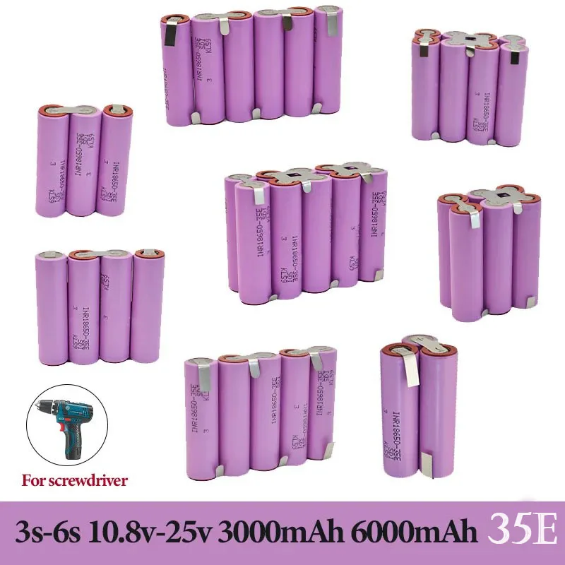 

Original 18650 35E 3500mAh 7000mAh 3S 4S 5S 6S 8S 7.4V 12.6V 14.8V 18V 25.2V 29.6V For Screwdriver Batteries Weld Battery Pack