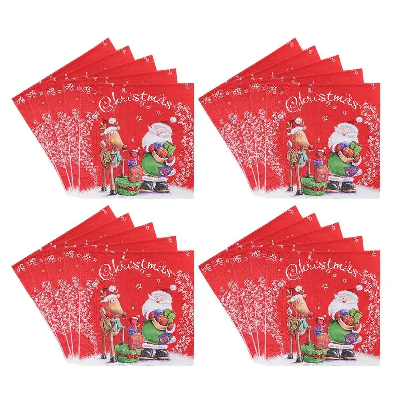 

Christmas Paper Napkins 20Pcs Winter Party Napkins Christmas Guest Napkin 2-Ply Merry Christmas Hand Towel For Christmas Holiday