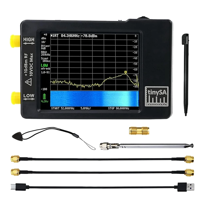 

For Tinysa Spectrum Analyzer MF/HF/VHF UHF Input For 0.1MHZ-350MHZ And UHF Input For 240MHZ-960MHZ Signal Generator