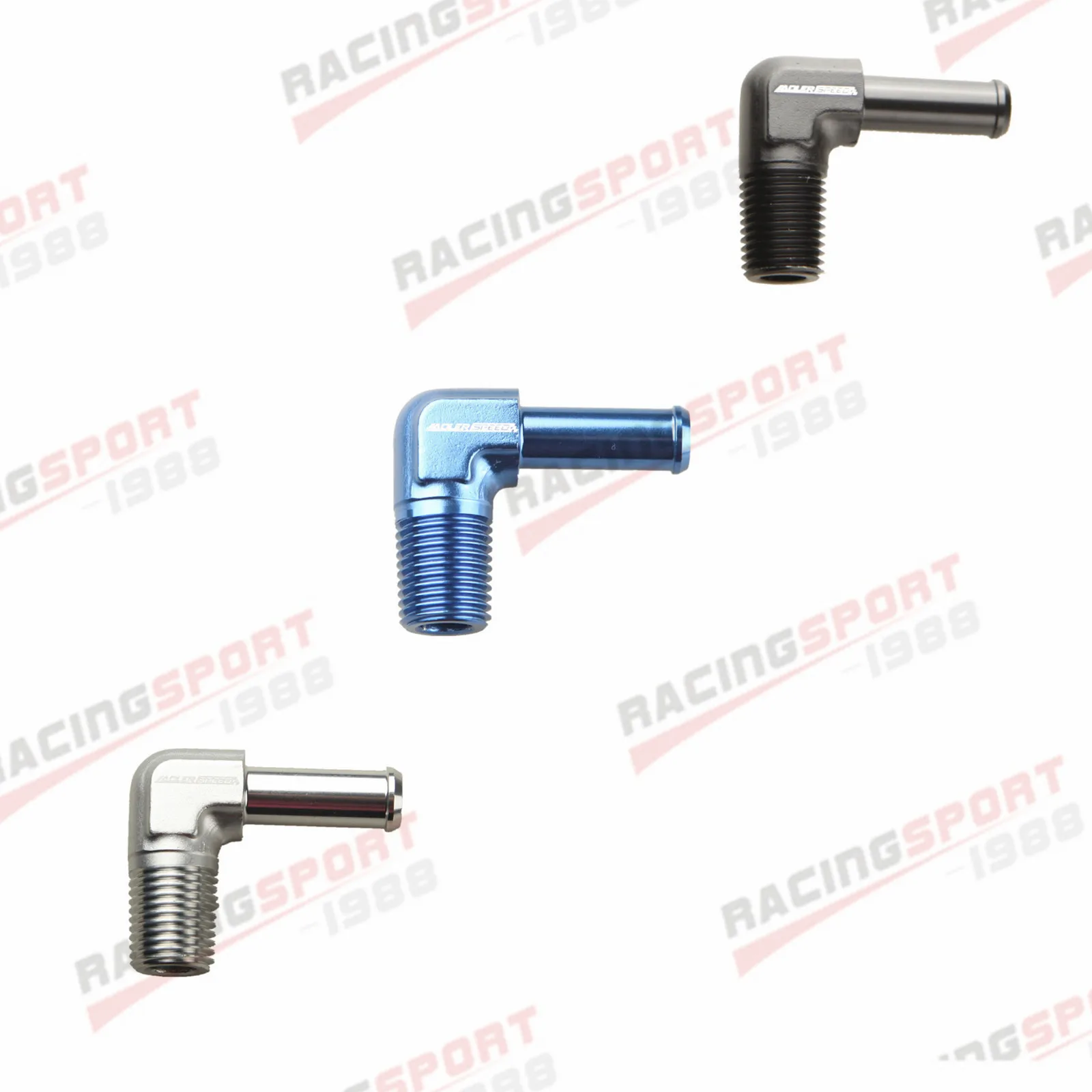 90 Degree 1/4" NPT Male To 3/8" Barb Adapter Aluminum Alloy Fitting Blue/BLACK/SILVER
90 Degree 1/4" NPT Male To 3/8" Barb Adapter Aluminum Alloy Fitting Blue/BLACK/SILVER