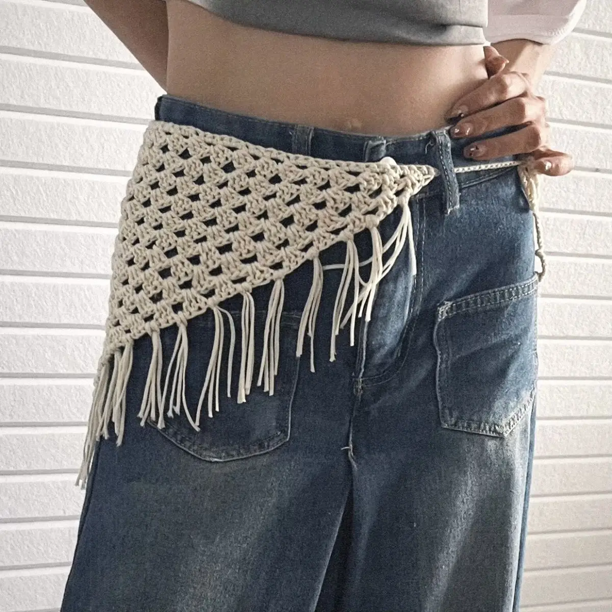 Y2K Triangle Weave Scarf Skirt - Multi-Way Tie Fashion Accessory 5 S7b04fb04f12c49c1b77e44a08ca35ab4Y