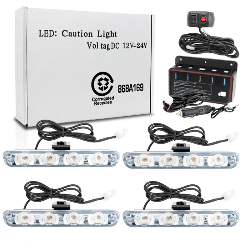 1 Set 4*4 LED 12V Strobe Lights For Car Grille Emergency Ambulance Police Flashing Light With Switch Red White Amber Blue
1 Set 4*4 LED 12V Strobe Lights For Car Grille Emergency Ambulance Police Flashing Light With Switch Red White Amber Blue