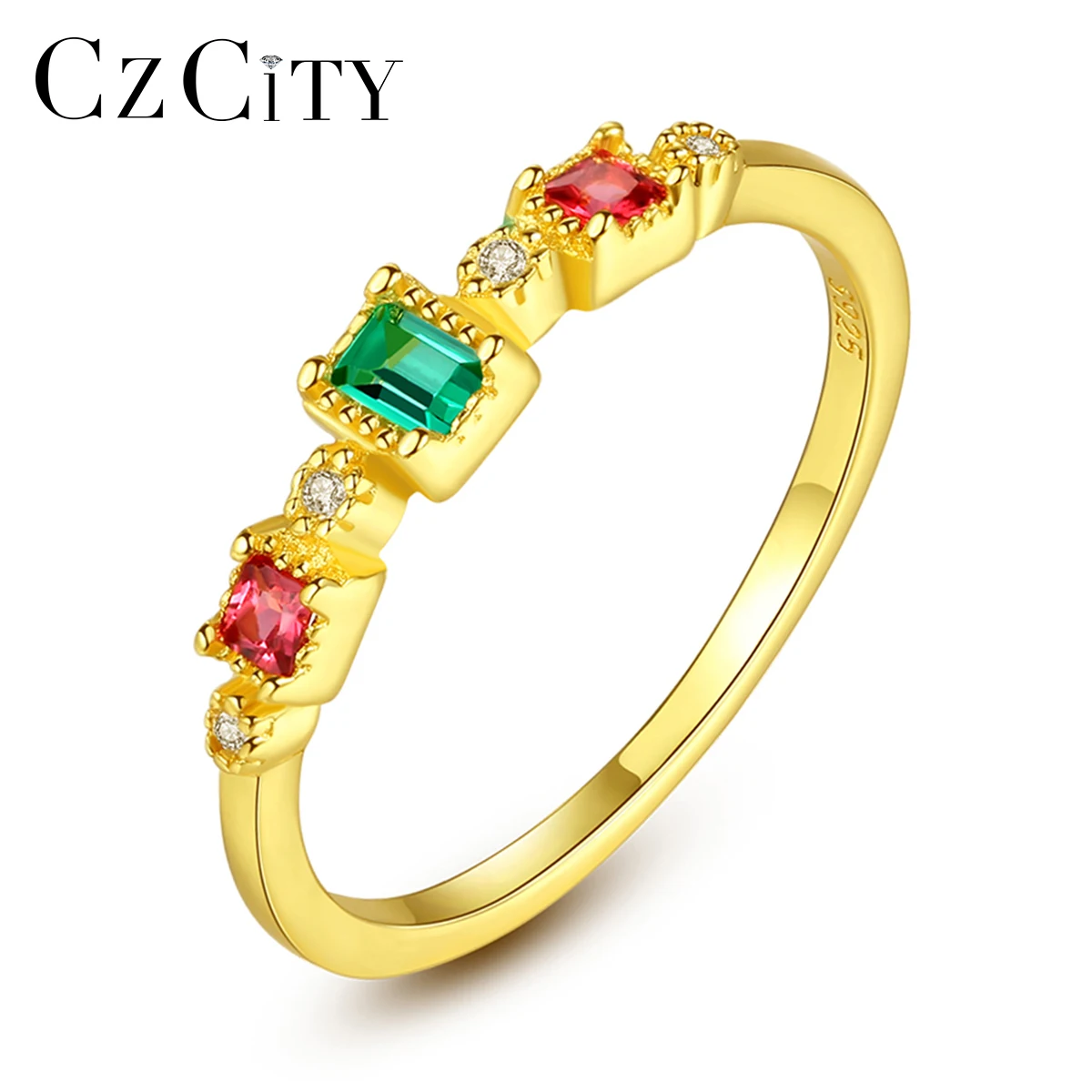 

CZCITY New Luxury Topaz Gemstone Round Rings for Women Wedding Engagement Fine Jewelry 925 Sterling Silver 18k Gold Plated Gifts