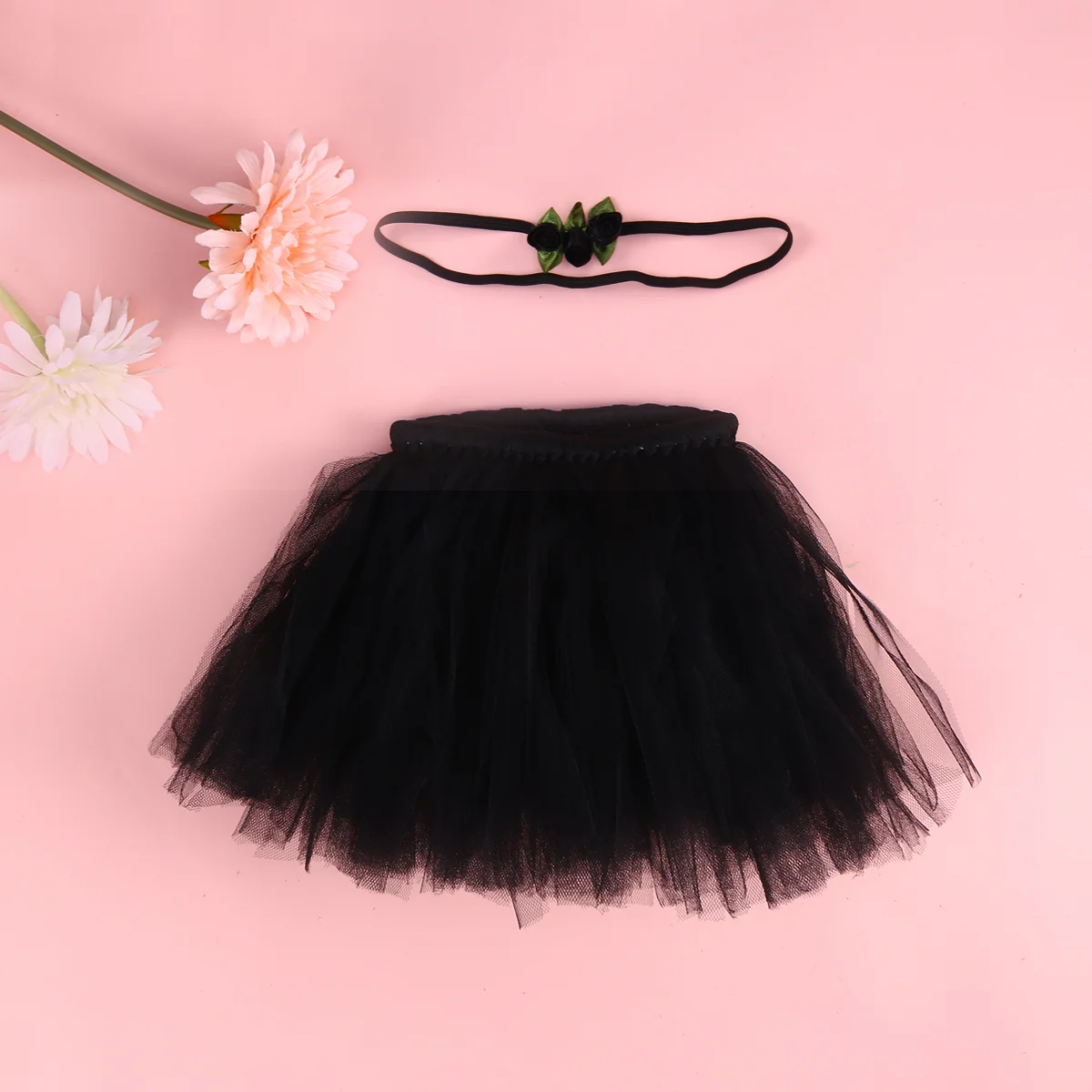 Babys Tutu Skirt and Elastic Flower Headband Dance Performance Newborn Photography Prop Tulle Dress ( Black )
Babys Tutu Skirt and Elastic Flower Headband Dance Performance Newborn Photography Prop Tulle Dress ( Black )