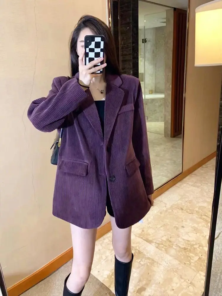 Corduroy Purple Suit Jacket Women 2024 Early Spring New Design Sense Temperament Casual Petite Suit Jacket Female Office Lady
Corduroy Purple Suit Jacket Women 2024 Early Spring New Design Sense Temperament Casual Petite Suit Jacket Female Office Lady