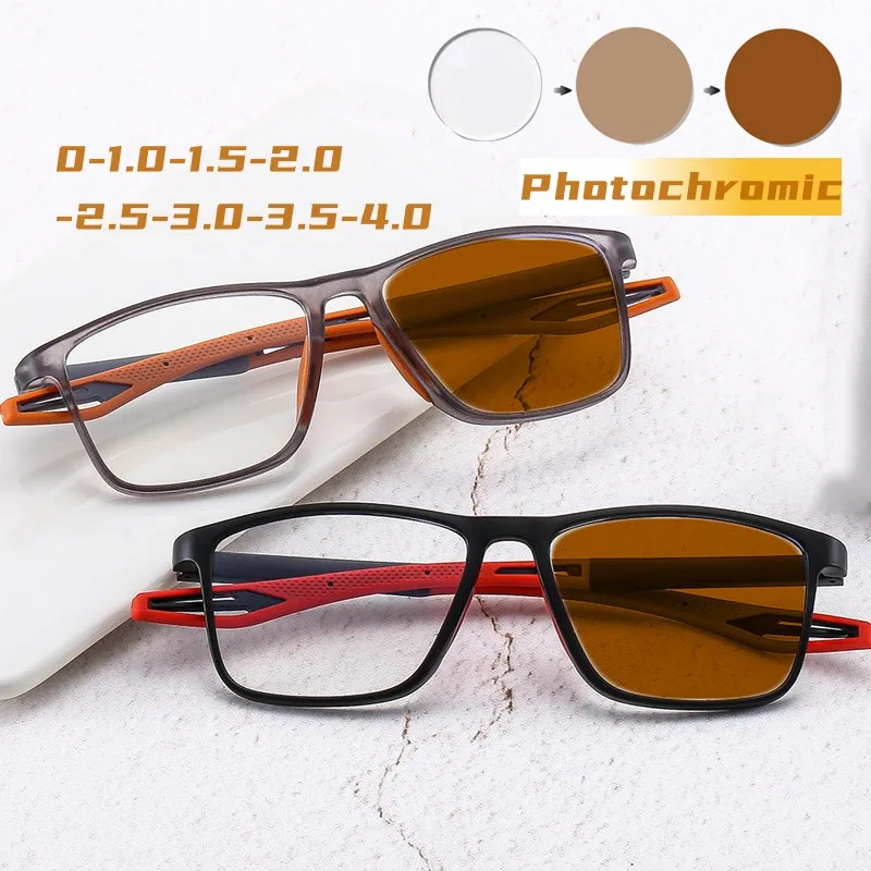 

TR90 Frame Photochromic Glasses Men Women Lightweight Flexible Myopia Eyewear Unisex Vintage Trendy Short Sighted Eyeglasses