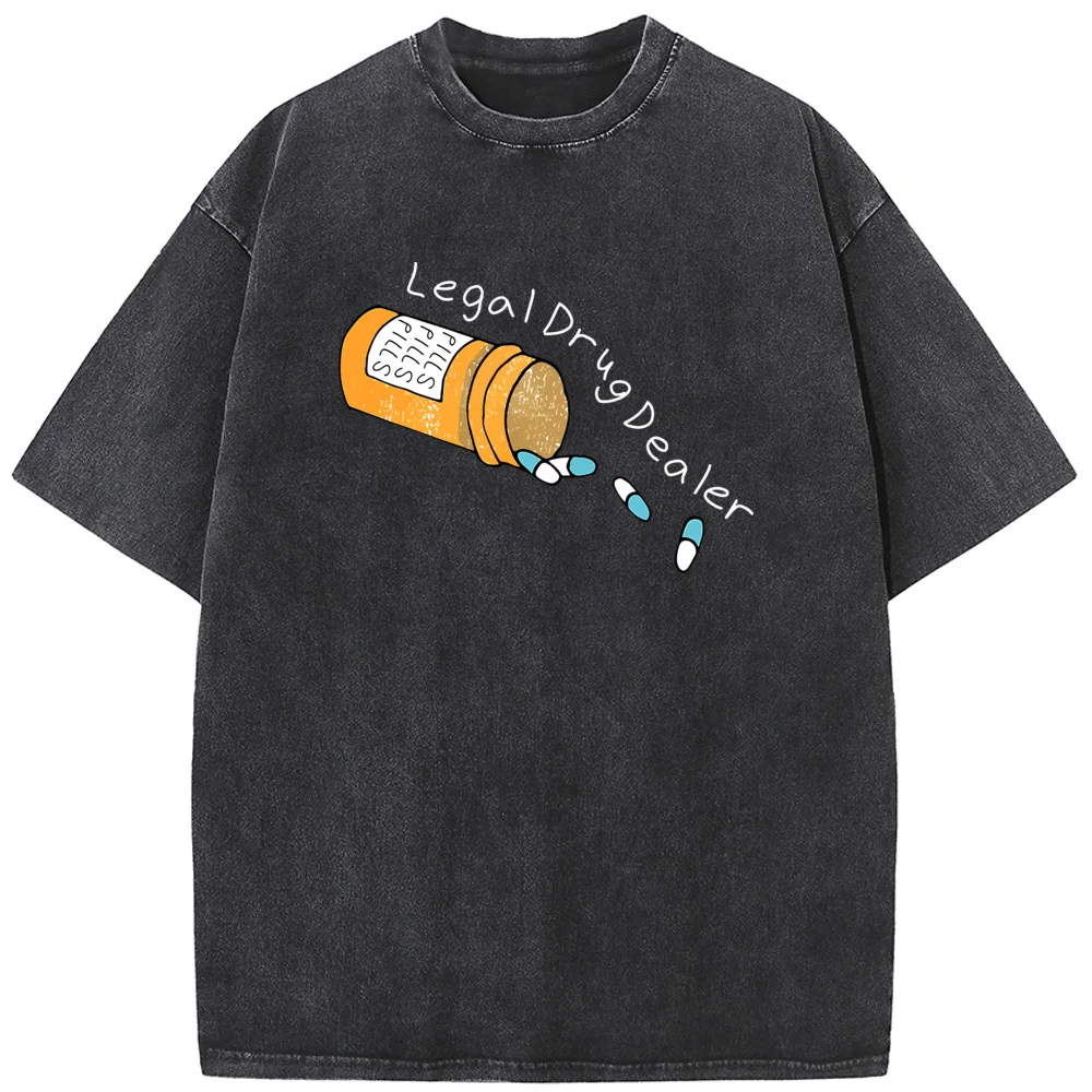 Legal Drug Dealer Print Short Sleeve Washed T-Shirt Summer Loose Casual Bleached Tshirt Retro Novelty Bleach T shirt Tops
Legal Drug Dealer Print Short Sleeve Washed T-Shirt Summer Loose Casual Bleached Tshirt Retro Novelty Bleach T shirt Tops