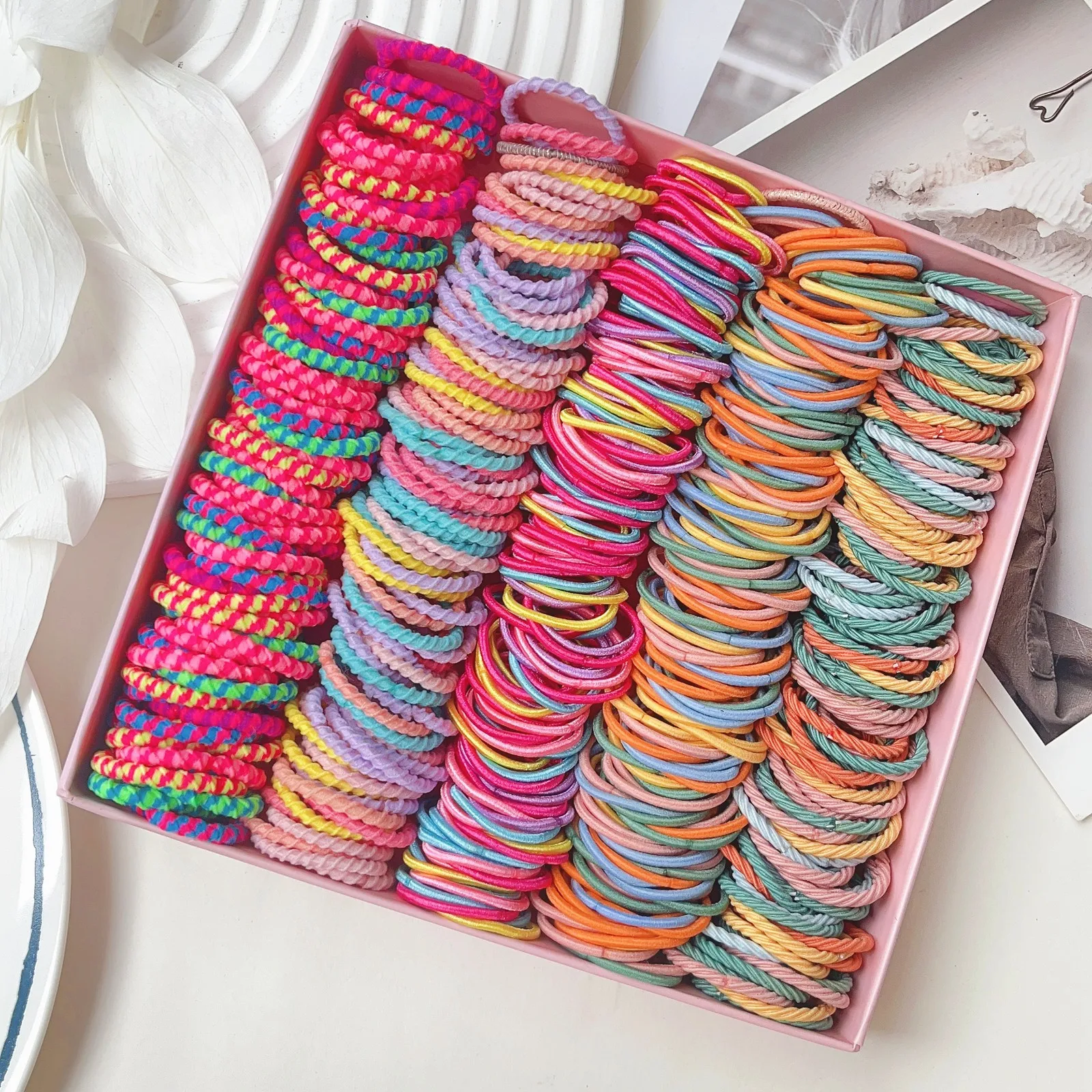 

50/100Pcs Rubber Bands for Girls Hairband Candy Color Elastic Hair Bands Kids Women Headband Scrunchie Ponytail Hair Accessories