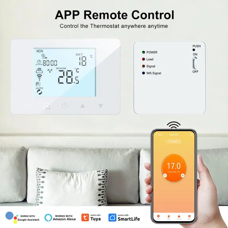 Temperature Controller Wireless For Floor Heating Electric Gas Work With Alexa Home Lcd Display Wall Thermostat Wifi
Temperature Controller Wireless For Floor Heating Electric Gas Work With Alexa Home Lcd Display Wall Thermostat Wifi