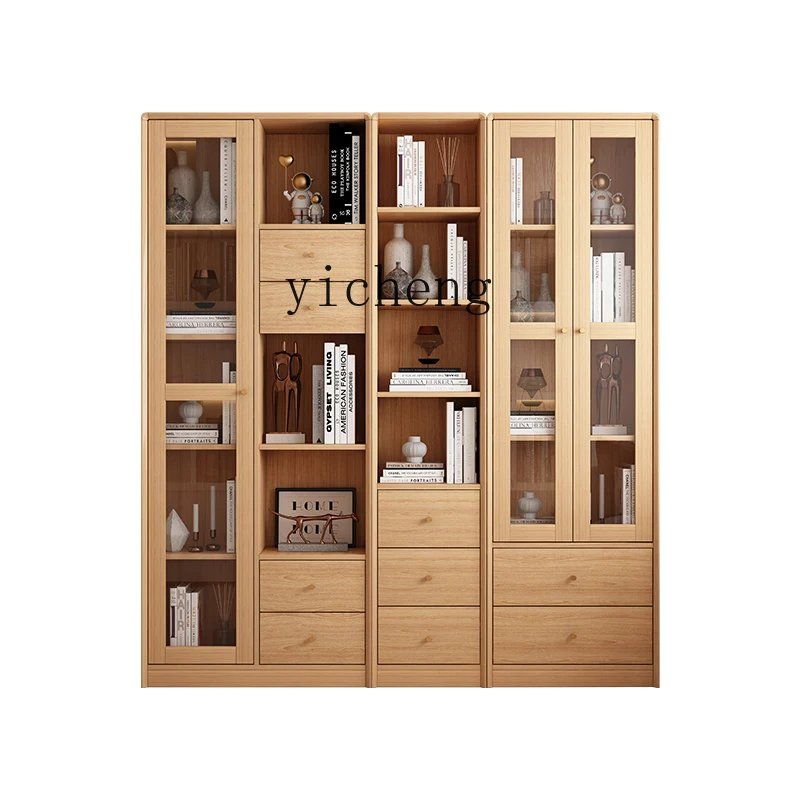 

ZC Modern Minimalist Study Bookcase with Glass Door Free Combination Bookshelf Bookcase Locker