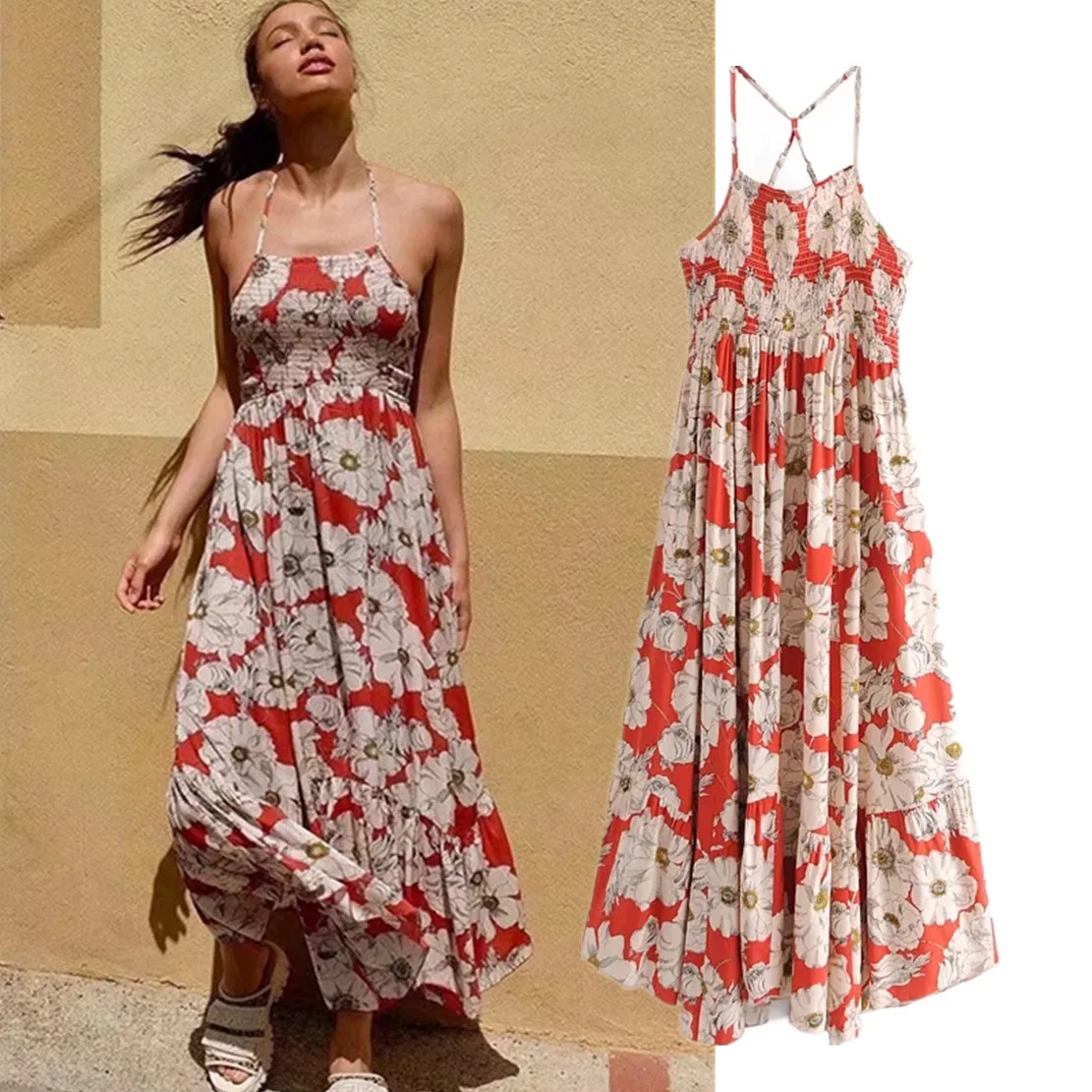 Jenny&Dave England Style Retro Floral Dress Print Spaghetti Strapless High Street Summer Midi Dress Women
Jenny&Dave England Style Retro Floral Dress Print Spaghetti Strapless High Street Summer Midi Dress Women