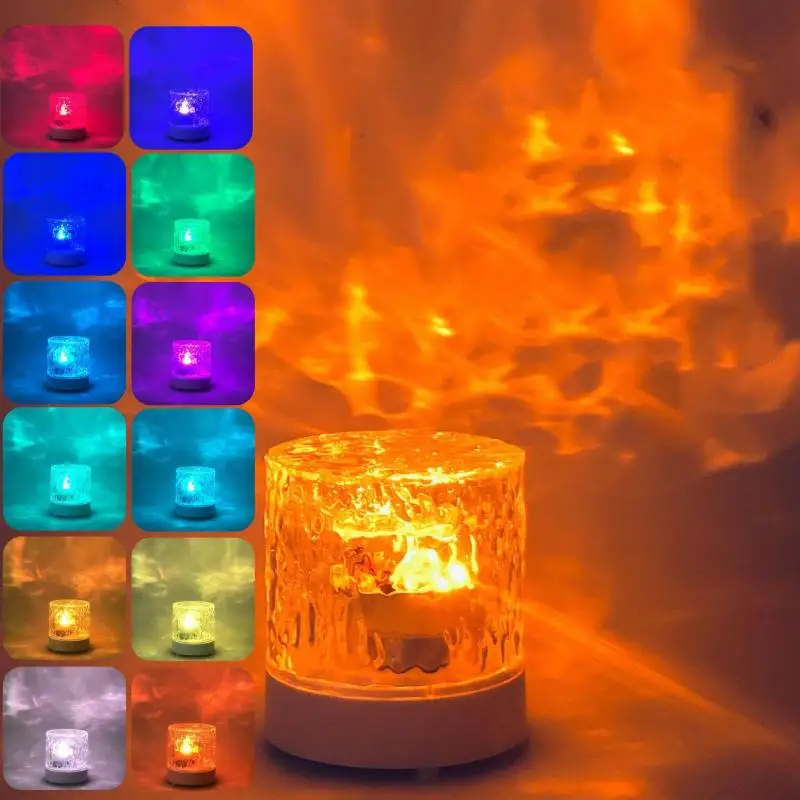 16 Color Desk Lamp Water Ripple Small Night Light Dynamic Rotating Projection Aurora Flame Bedroom Bedside Lady Gift Accessories
16 Color Desk Lamp Water Ripple Small Night Light Dynamic Rotating Projection Aurora Flame Bedroom Bedside Lady Gift Accessories