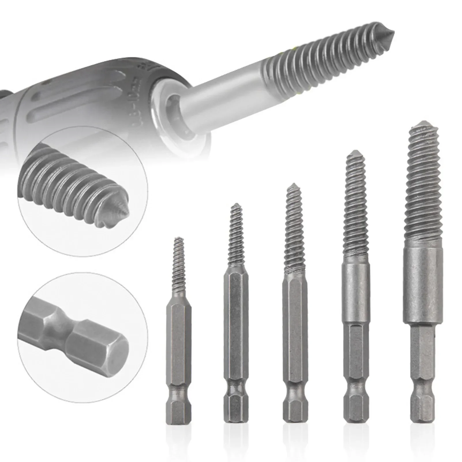 

Extractor Screw Set 6Pcs Kit Extractor Screw Damaged Tool Remover Screw Stripped Sets Remover Bolt Broken Set Drill Bit For Men