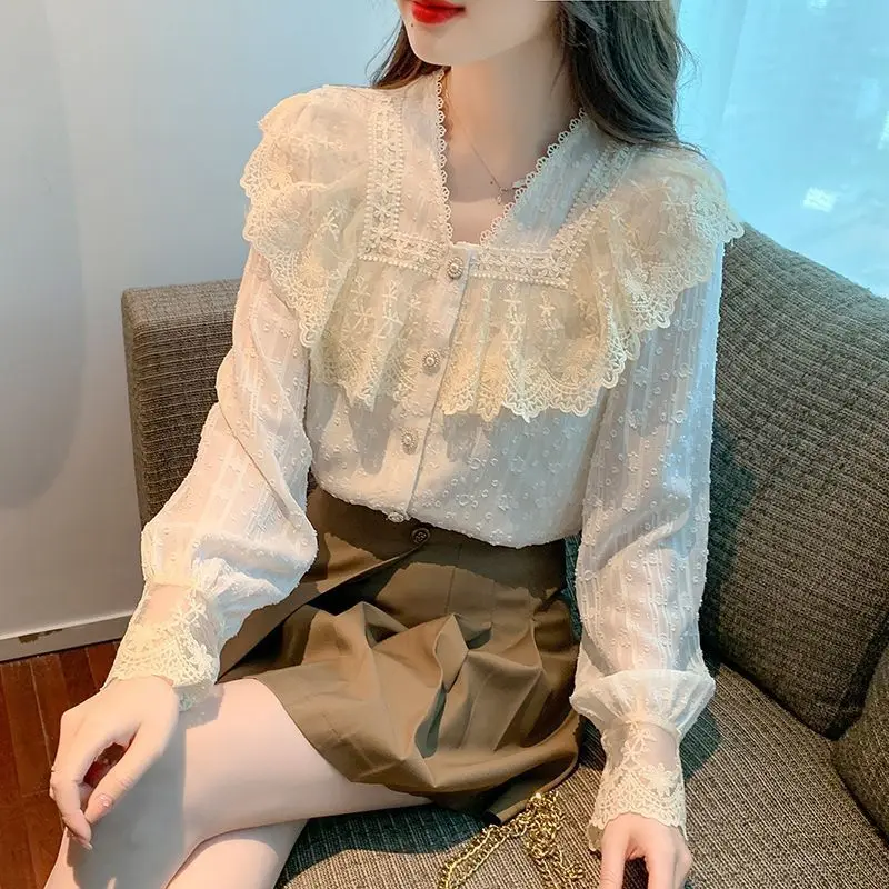 Fashion Women's Shirt 2023 New Autumn Solid Color Button V Collar Long-Sleeved Casual Loose Ladies Hollow Out Shirts T294
Fashion Women's Shirt 2023 New Autumn Solid Color Button V Collar Long-Sleeved Casual Loose Ladies Hollow Out Shirts T294