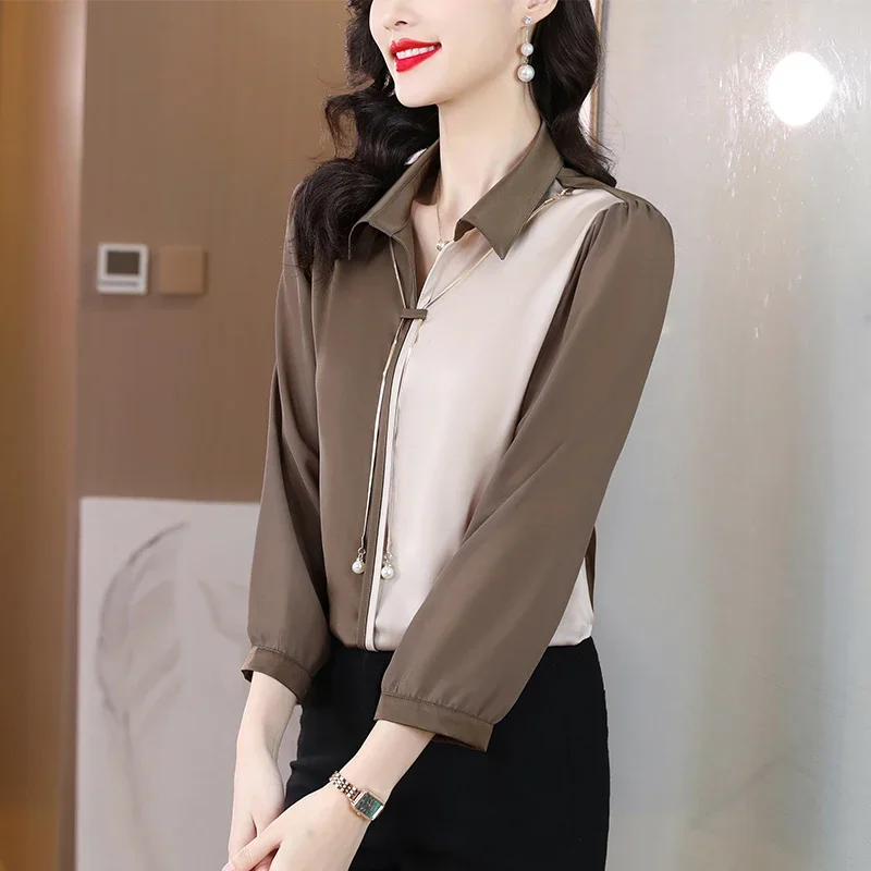 Satin Patchwork Women's Shirts Silk Vintage Blouses Polo-Neck Clothing Spring/Summer Loose Fashion Long Sleeves Tops YCMYUNYAN
Satin Patchwork Women's Shirts Silk Vintage Blouses Polo-Neck Clothing Spring/Summer Loose Fashion Long Sleeves Tops YCMYUNYAN