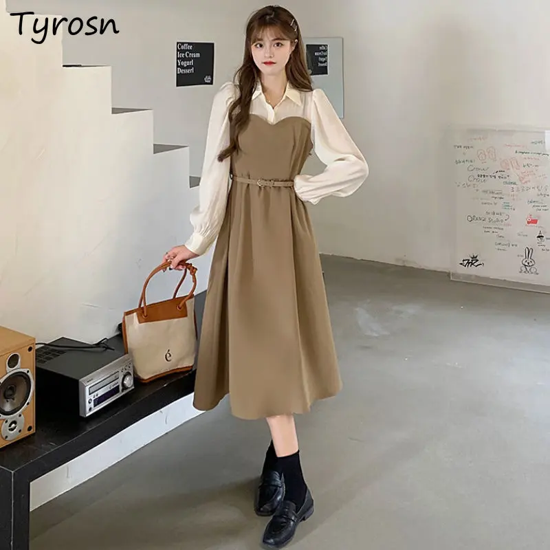 Dresses Women Patchwork Temperament Sweet Simple Fake Two Pieces Leisure Korean Style Midi Vestidos Spring Retro Fashion Tender
Dresses Women Patchwork Temperament Sweet Simple Fake Two Pieces Leisure Korean Style Midi Vestidos Spring Retro Fashion Tender