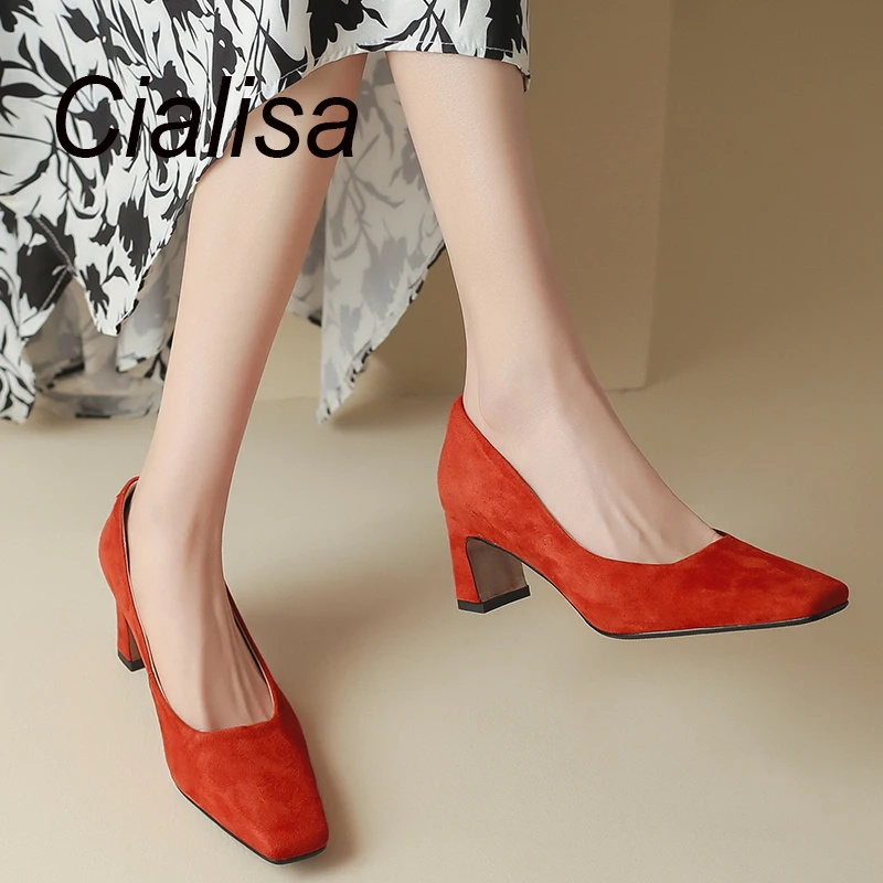 Cialisa Shoes Women 2023 Spring Square Toe Kid Suede Elegant Pumps For Lady Handmade Dress Office High Heels Footwear Black New
Cialisa Shoes Women 2023 Spring Square Toe Kid Suede Elegant Pumps For Lady Handmade Dress Office High Heels Footwear Black New