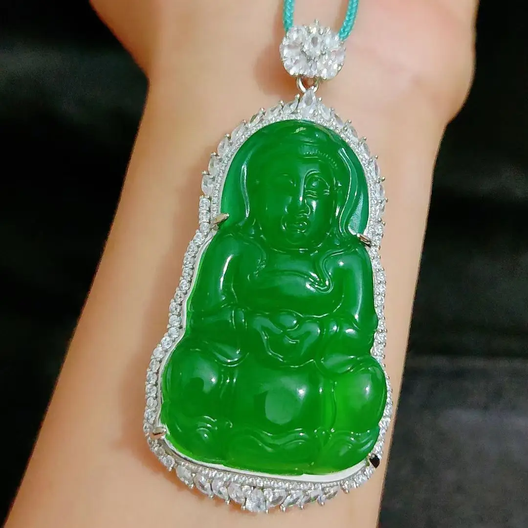 Natural Green Jade Guanyin Pendant Necklace Women Amulet Myanmar Jadeite With Certificate Guan Yin Bodhisattva Charms Necklaces
Natural Green Jade Guanyin Pendant Necklace Women Amulet Myanmar Jadeite With Certificate Guan Yin Bodhisattva Charms Necklaces