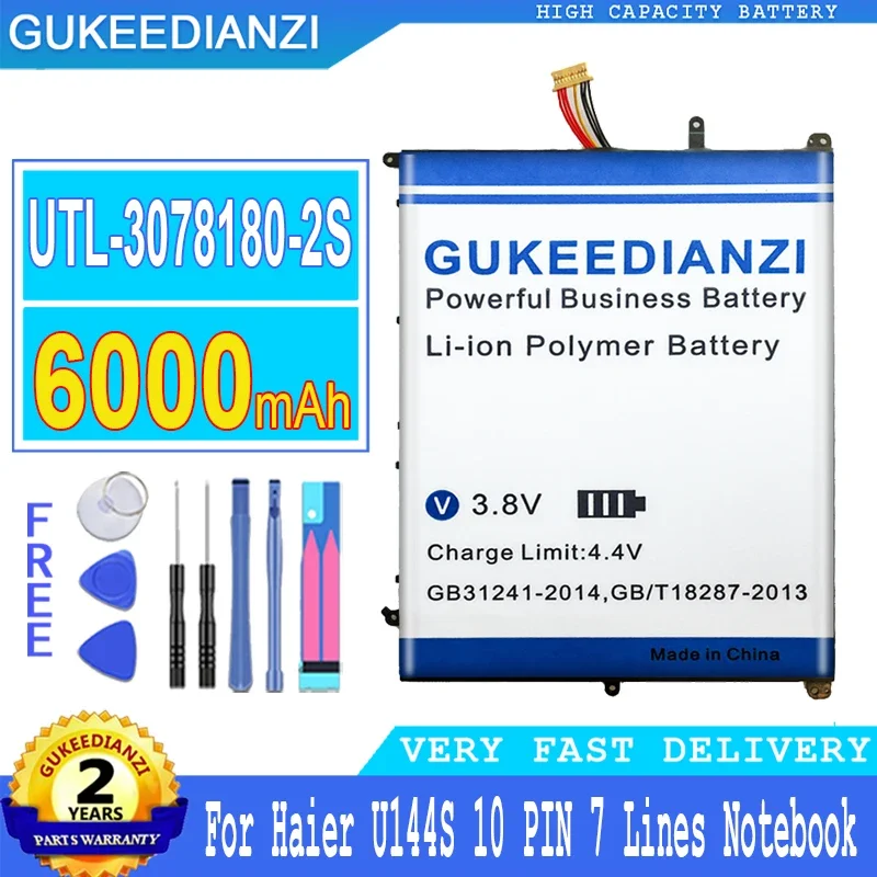 

6000mAh GUKEEDIANZI Laptop Battery UTL-3078180-2S For Haier U144S 10 PIN 7 Lines Notebook Big Power Bateria