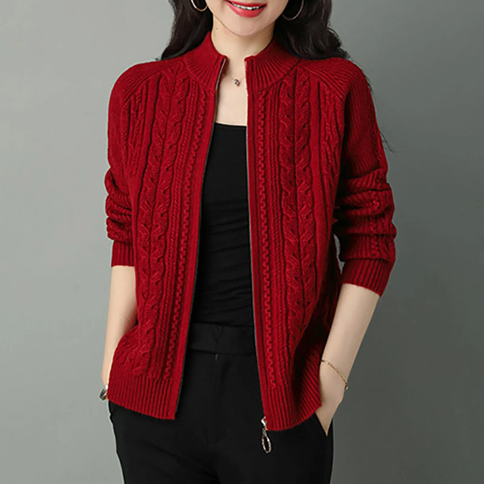 Womens Long Sweater Cardigan Women Long Sleeve Solid Color Zipper Cardigan Sweater Coat Vintage Loose Casual Knitwear
Womens Long Sweater Cardigan Women Long Sleeve Solid Color Zipper Cardigan Sweater Coat Vintage Loose Casual Knitwear