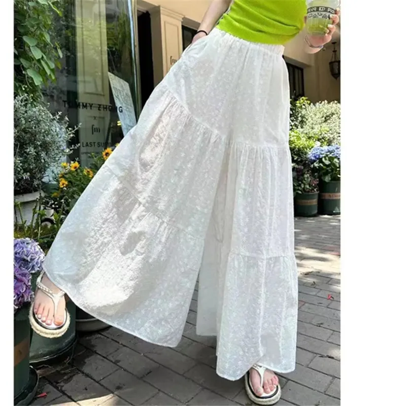 Female Clothing Korean Fashion Heavy industry Embroidery Jacquard Skirt Pants Summer Baggy Elastic Waist Women's Wide Trousers
Female Clothing Korean Fashion Heavy industry Embroidery Jacquard Skirt Pants Summer Baggy Elastic Waist Women's Wide Trousers
