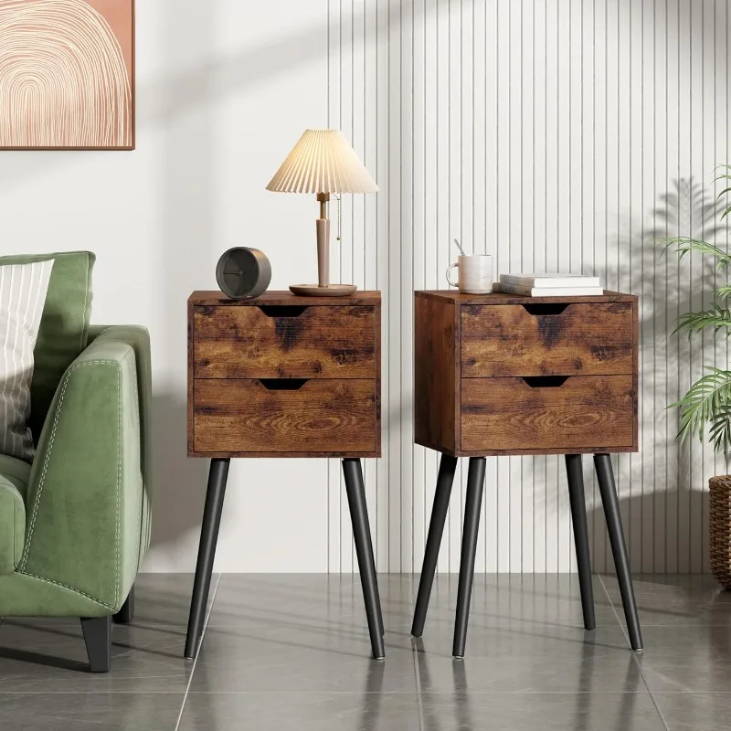 

JAXPETY Nightstands Set of 2, Night Stand with Drawers, Bedside Tables with Solid Wood Legs and Large Storage Space, End Table