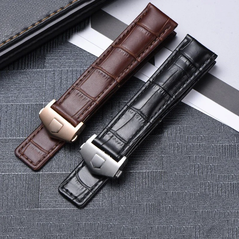 

19mm 20mm 22mm Genuine Leather Strap for Tag Heuer Watch Carrera Monaco Watch Belt Black Brown Bracelet Wristwatch Watchband