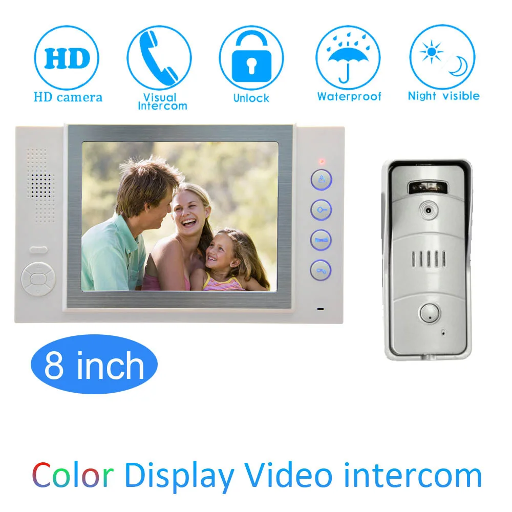 8'' Color LCD Video Door Phone House Garden improvement Device Wire Doorbell Door Release Unlock Night Vision IR HD Camera
8'' Color LCD Video Door Phone House Garden improvement Device Wire Doorbell Door Release Unlock Night Vision IR HD Camera