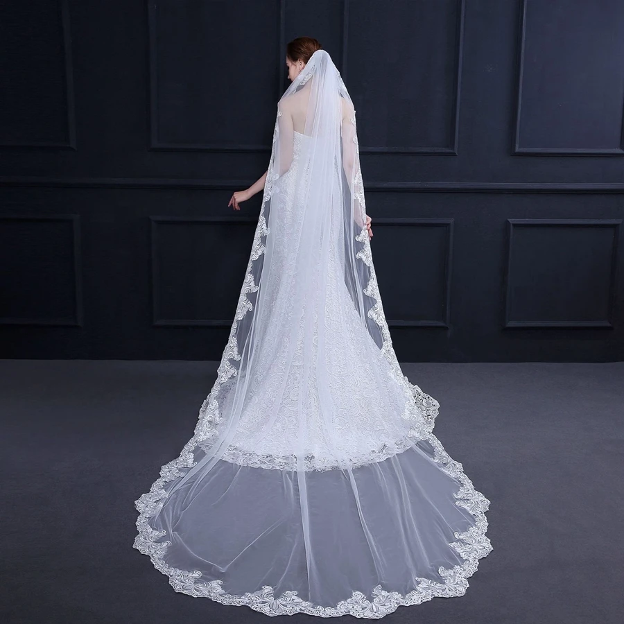 New Arrival Cathedral Wedding Veils Lace Edge Velos de novia Cheap Bridal Veil Wedding Accessories veu de noiva longo bodas
New Arrival Cathedral Wedding Veils Lace Edge Velos de novia Cheap Bridal Veil Wedding Accessories veu de noiva longo bodas