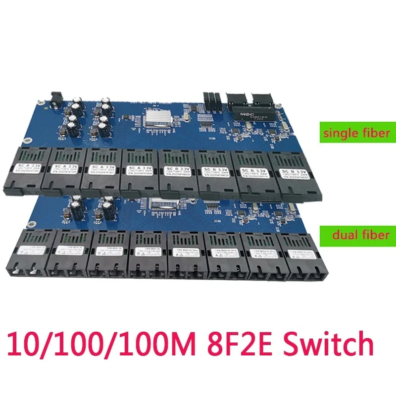 

Новый гигабитный коммутатор Ethernet 8F2E волоконно-оптический медиа конвертер 8 портов 1,25G SC 2 RJ45 10/100/1000M 8 SC PCBA плата